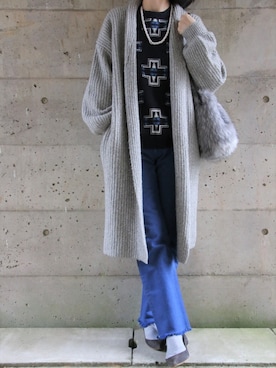 「HELMUT LANG（ヘルムートラング）のアイテム（デニムパンツ）」を使った、kotetuさん（レディース・162cm）の冬コーディネート