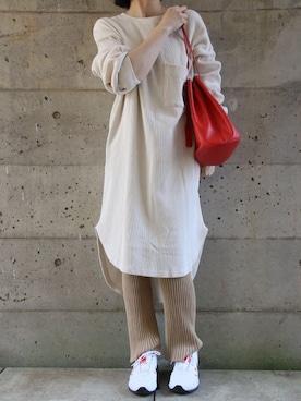 「リブニットパンツ」｜「アイテム（ワンピース/ドレス）」を使った、kotetuさん（レディース・162cm）の春コーディネート