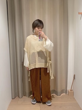 「PUBLIC TOKYO（パブリックトウキョウ）のアイテム（ベスト）」を使った、mai togoさん（レディース・156cm）の春コーディネート