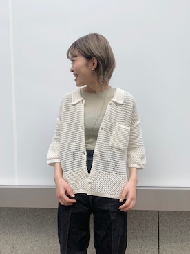 「メロートップス」｜「アイテム（カーディガン/ボレロ）」を使った、mai togoさん（レディース・156cm）の春コーディネート