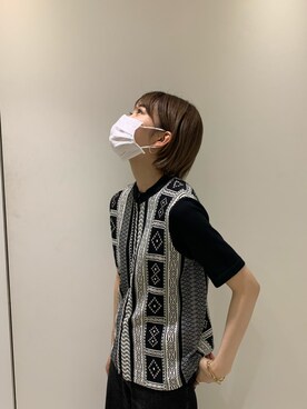 「柄ニット」｜mai togoさん（レディース・156cm）の夏コーディネート
