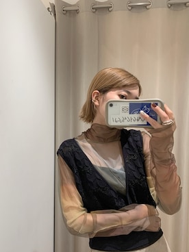 「メロートップス」｜「アイテム（ニット/セーター）」を使った、mai togoさん（レディース・156cm）の夏コーディネート