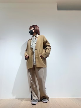 「PUBLIC TOKYO（パブリックトウキョウ）のアイテム（ノーカラージャケット）」を使った、mai togoさん（レディース・156cm）の秋コーディネート