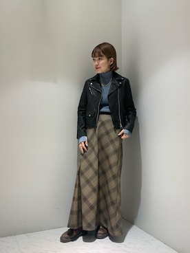「PUBLIC TOKYO（パブリックトウキョウ）のアイテム（ライダースジャケット）」を使った、mai togoさん（レディース・156cm）の秋コーディネート