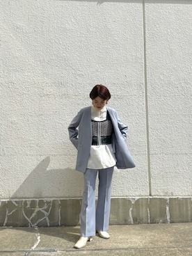 「コーディネート」｜「アイテム（ノーカラージャケット）」を使った、mai togoさん（レディース・156cm）の春コーディネート