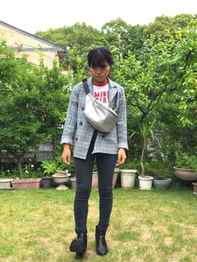 「SpRay（スプレイ）のアイテム（トップス、ホワイト系）」を使った、koyuさん（レディース・148cm）の夏コーディネート