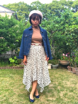 「GU（ジーユー）のアイテム（シューズ、ブルー系）」を使った、koyuさん（レディース・148cm）の夏コーディネート