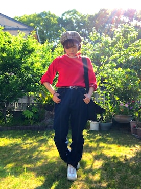 「INGNI（イング）のアイテム（トップス、レッド系）」を使った、koyuさん（レディース・148cm）の夏コーディネート