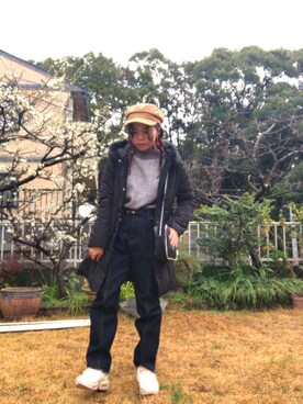 「SpRay（スプレイ）のアイテム（ニット/セーター、グレー系）」を使った、koyuさん（レディース・148cm）の夏コーディネート