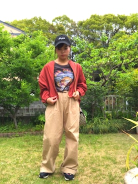 「DOUBLE NAME（ダブルネーム）のアイテム（チノパンツ、ベージュ系）」を使った、koyuさん（レディース・148cm）の夏コーディネート