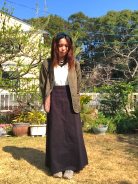 「Samansa Mos2（サマンサ モスモス）のアイテム（ニット/セーター、ホワイト系）」を使った、koyuさん（レディース・148cm）の夏コーディネート