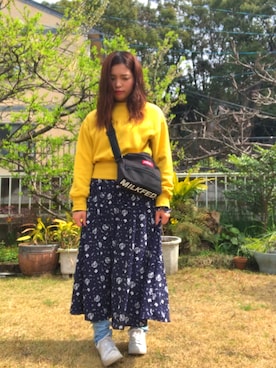 「GU（ジーユー）のアイテム（ワンピース/ドレス、ブルー系）」を使った、koyuさん（レディース・148cm）の夏コーディネート