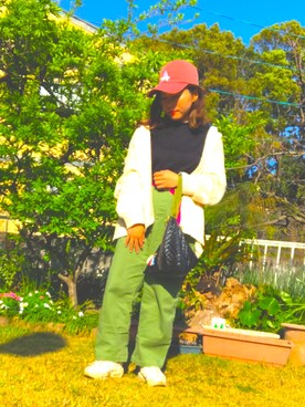 「NIKE（ナイキ）の【NIKE】AIR MAX 95 PRM（スニーカー、ピンク系）」を使った、koyuさん（レディース・148cm）の春コーディネート