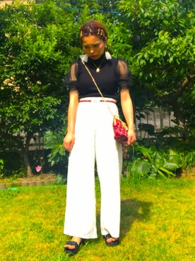 「GU（ジーユー）のアイテム（パンツ、ホワイト系）」を使った、koyuさん（レディース・148cm）の秋コーディネート