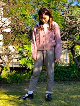 「LOWRYS FARM（ローリーズファーム）のアイテム（パンツ、ブラウン系）」を使った、koyuさん（レディース・148cm）の秋コーディネート