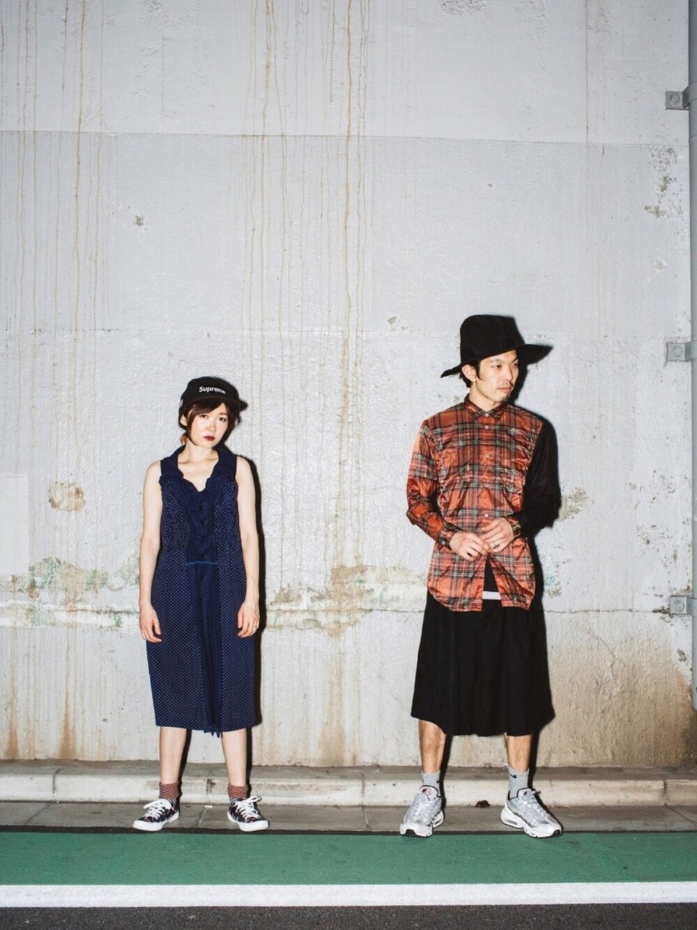 「supreme、COMME des GARCONS、UNDER COVER、KIJIMA TAKAYUKI、tricot COMME des GARCONS、autumn」｜「tricot COMME des GARCONSのアイテム（ワンピース、ブルー系）」を使った、ちばゆきさん（レディース・157cm）の秋コーディネートの1枚目の写真