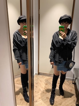 「STYLENANDA（スタイルナンダ）のアイテム（デニムスカート）」を使った、Hard velvet cake さん（レディース・169cm）の秋コーディネート