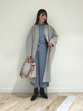 「アーバンリサーチ」｜「アイテム（ノーカラージャケット）」を使った、wakaさん（レディース・162cm）の冬コーディネート