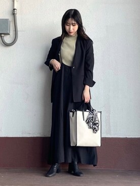「SENSE OF PLACE by URBAN RESEARCH（センスオブプレイスバイアーバンリサーチ）のアイテム（ノーカラージャケット）」を使った、wakaさん（レディース・162cm）の冬コーディネート