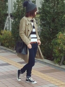 トレンチコートを使った 斜めがけバック のレディース人気ファッションコーディネート Wear