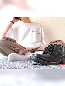 「BOREDOM（ボアドム）のアイテム」を使った、Ikeさん（メンズ・167cm）の春コーディネート