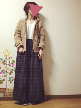 「NICE CLAUP（ナイスクラップ）のアイテム（ダッフルコート）」を使った、ねさん（レディース・158cm）の冬コーディネート