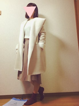 「POU DOU DOU（プードゥドゥ）のアイテム（ムートンコート）」を使った、ねさん（レディース・159cm）の冬コーディネート