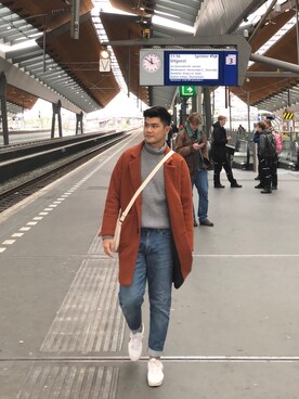 「MUJI」｜「アイテム（スウェット）」を使った、ZhengQiHongさん（メンズ・172cm）の春コーディネート