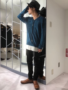 「TORNADO MART（トルネードマート）のアイテム（帽子）」を使った、NUMAJIRIさん（メンズ・170cm）の秋コーディネート