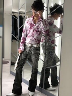 「TORNADO MART（トルネードマート）のアイテム（バッグ）」を使った、NUMAJIRIさん（メンズ・170cm）の春コーディネート