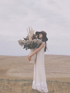 「La Maison de Lyllis（メゾンドリリス）のアイテム（ハット、ブラウン系）」を使った、mi____さん（レディース・167cm）の秋コーディネート