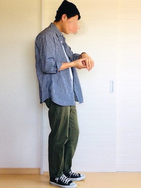 「コンバース ハイカット」｜「アイテム（ニットキャップ/ビーニー）」を使った、SHATHOUさん（メンズ・175cm）の春コーディネート