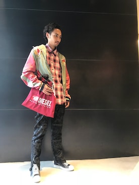 「DIESEL（ディーゼル）のアイテム（スタジャン）」を使った、kobayanさん（メンズ・165cm）の夏コーディネート