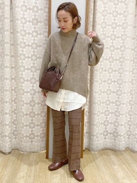 「ブラウンコーデ」｜「アイテム（パンプス）」を使った、MAMIさん（レディース・155cm）の冬コーディネート
