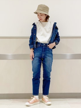 「アイテム（シューズ、グリーン系）」を使った、MAMIさん（レディース・155cm）の春コーディネート