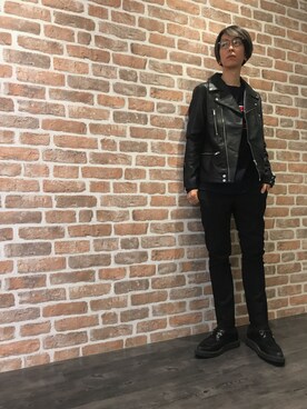 「L.H.P（エルエイチピー）のアイテム（ライダースジャケット）」を使った、Dsuke kobayashiさん（メンズ・177cm）の秋コーディネート
