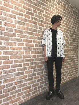 「L.H.P（エルエイチピー）のアイテム（シャツ/ブラウス、ホワイト系）」を使った、Dsuke kobayashiさん（メンズ・177cm）の夏コーディネート