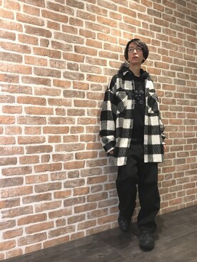 「WHITELAND（ホワイトランド）のWhiteLandBlackBurn/ホワイトランドブラックバーン/New CheckShirts（シャツ/ブラウス、ブラック系）」を使った、Dsuke kobayashiさん（メンズ・177cm）の秋コーディネート
