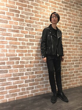 「L.H.P（エルエイチピー）のアイテム（ライダースジャケット）」を使った、Dsuke kobayashiさん（メンズ・177cm）の秋コーディネート