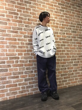 「DANKE SCHON（ダンケシェーン）のDankeSchon/ダンケシェン/SABOTAGE KNIT（ニット/セーター、ホワイト系）」を使った、Dsuke kobayashiさん（メンズ・177cm）の秋コーディネート