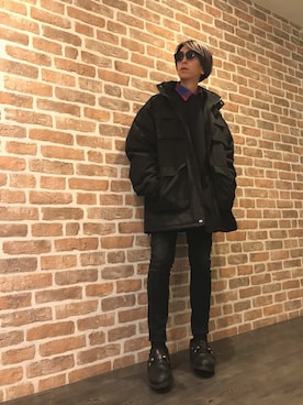 「whiteland」｜「アイテム（スウェット）」を使った、Dsuke kobayashiさん（メンズ・177cm）の冬コーディネート