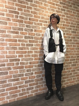 「WHITELAND（ホワイトランド）のWHITELAND/ホワイトランド/レイヤーナイロンパンツ（その他パンツ、ブラック系）」を使った、Dsuke kobayashiさん（メンズ・177cm）の冬コーディネート