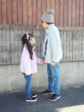 「ヒラキ（ヒラキ）のアイテム（帽子）」を使った、Nanana さん（キッズ・133cm）の冬コーディネート