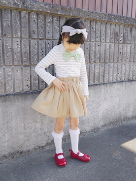 「キュロット」｜「アイテム（バレエシューズ）」を使った、Nanana さん（キッズ・110cm）の秋コーディネート