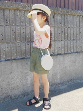 「アイテム（キャスケット）」を使った、Nanana さん（キッズ・110cm）の春コーディネート