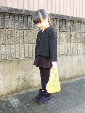 「CIAOPANIC TYPY（チャオパニックティピー）のアイテム（ノーカラージャケット）」を使った、Nanana さん（キッズ・110cm）の秋コーディネート