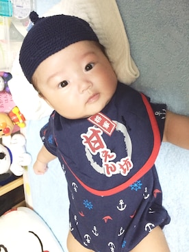 「生後3ヶ月」｜「アイテム（帽子）」を使った、はーくんさん（キッズ・70cm）の冬コーディネート