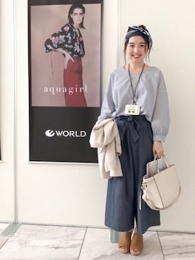 「ウェッジソール」｜「アイテム（ブルゾン）」を使った、リナさん（レディース・160cm）の春コーディネート