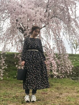 「メッシュベルト」｜「アイテム（その他）」を使った、リナさん（レディース・160cm）の春コーディネート