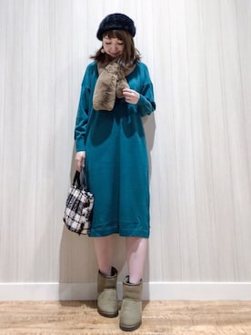 「シンプルおしゃれが好き」｜「アイテム（ハンチング/ベレー帽）」を使った、リナさん（レディース・160cm）の秋コーディネート